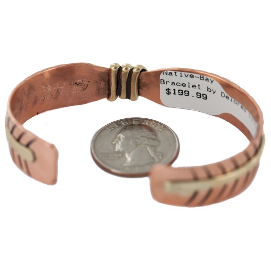 Certified Authentic Navajo Handmade Native American Pure Copper Brass Bracelet 24499-1 Certified Authentic Navajo Handmade Native American Pure Copper Brass Bracelet 24499-1