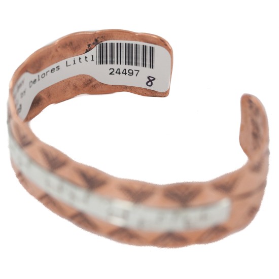 Certified Authentic .925 Sterling Silver Mountain Handmade Navajo Native American Pure Copper Bracelet 24497-4