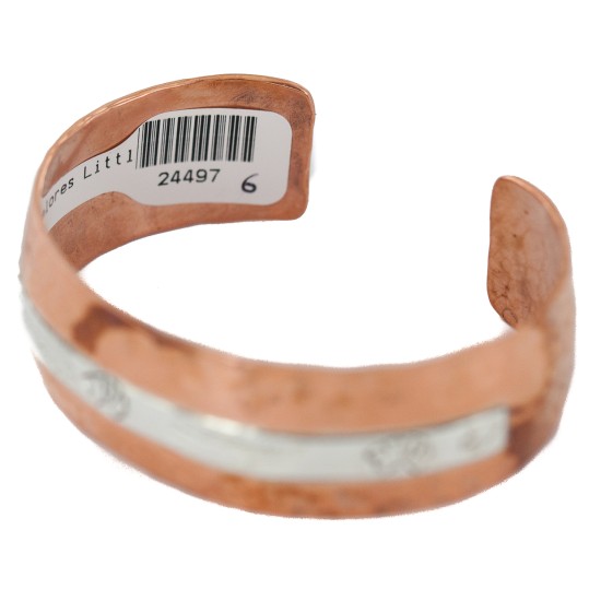 Hammered Bear Feather Certified Authentic .925 Sterling Silver Mountain Handmade Navajo Native American Pure Copper Bracelet 24497-6