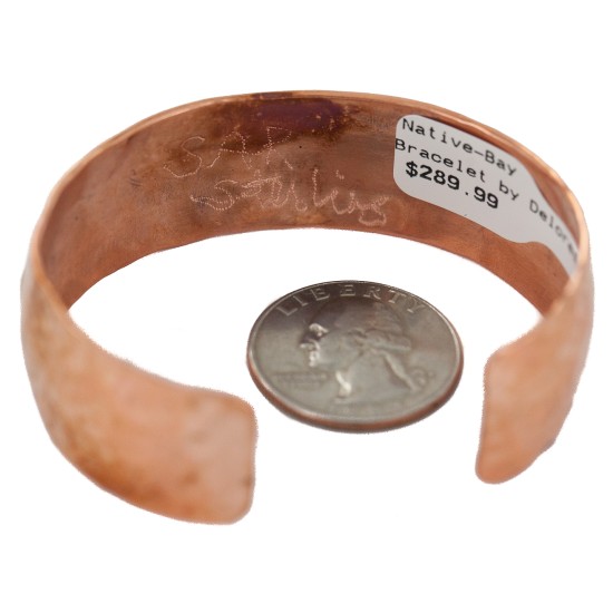 Hammered Bear Feather Certified Authentic .925 Sterling Silver Mountain Handmade Navajo Native American Pure Copper Bracelet 24497-6