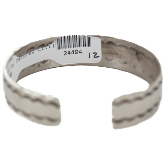 Certified Authentic Navajo Handmade Natural Turquoise Native American Nickel Bracelet 24494-12