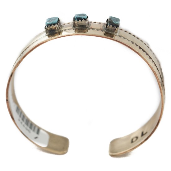 Certified Authentic Handmade Navajo Natural Turquoise Native American Brass Bracelet 24495-1