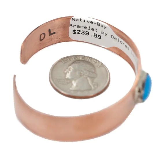 Handmade Navajo Natural Turquoise Native American Pure Copper Bracelet 24494-7 Handmade Navajo Natural Turquoise Native American Pure Copper Bracelet 24494-7