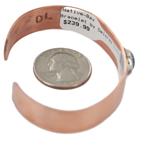Certified Authentic Handmade Navajo Natural Lapis Native American Pure Copper Bracelet 24494-8