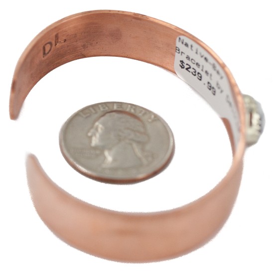 Certified Authentic Handmade Navajo White Howlite Native American Pure Copper Bracelet 24494-2