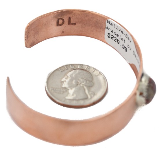 Certified Authentic Navajo Handmade Natural Jasper Native American Pure Copper Bracelet 24494-3