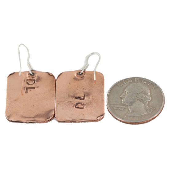 Certified Authentic Handmade .925 Sterling Silver Navajo Native American Pure Copper Dangle Earrings 18249-5