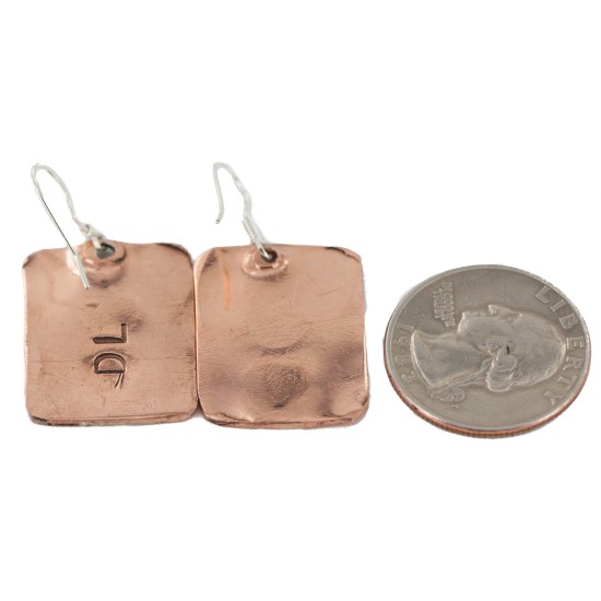 Certified Authentic Horse .925 Sterling Silver Handmade Navajo Native American Pure Copper Dangle Earrings 18249-2
