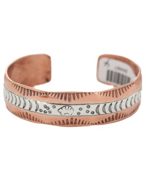 Bear Certified Authentic .925 Sterling Silver Mountain Handmade Navajo Native American Pure Copper Bracelet 24497-14 Bear Certified Authentic .925 Sterling Silver Mountain Handmade Navajo Native American Pure Copper Bracelet 24497-14