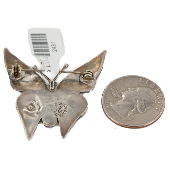 Butterfly Certified Authentic Navajo .925 Sterling Silver Native American Pin 2431