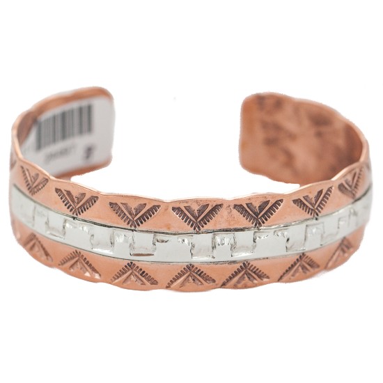 Certified Authentic .925 Sterling Silver Mountain Handmade Navajo Native American Pure Copper Bracelet 24497-4