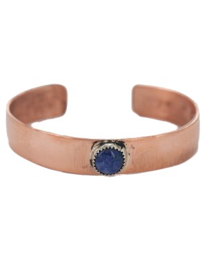 Certified Authentic Handmade Navajo Natural Lapis Native American Pure Copper Bracelet 24494-8 Certified Authentic Handmade Navajo Natural Lapis Native American Pure Copper Bracelet 24494-8
