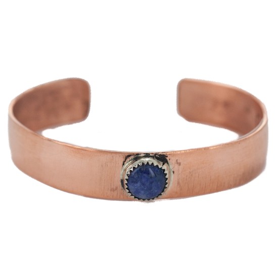 Certified Authentic Handmade Navajo Natural Lapis Native American Pure Copper Bracelet 24494-8