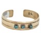Certified Authentic Handmade Navajo Natural Turquoise Native American Brass Bracelet 24495-1