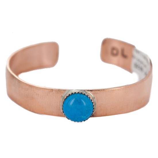 Certified Authentic Handmade Navajo Natural Turquoise Native American Pure Copper Bracelet 24494-4