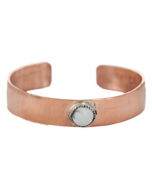 Certified Authentic Handmade Navajo White Howlite Native American Pure Copper Bracelet 24494-2