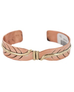 Certified Authentic Navajo Handmade Brass Native American Pure Copper Bracelet 24499-2