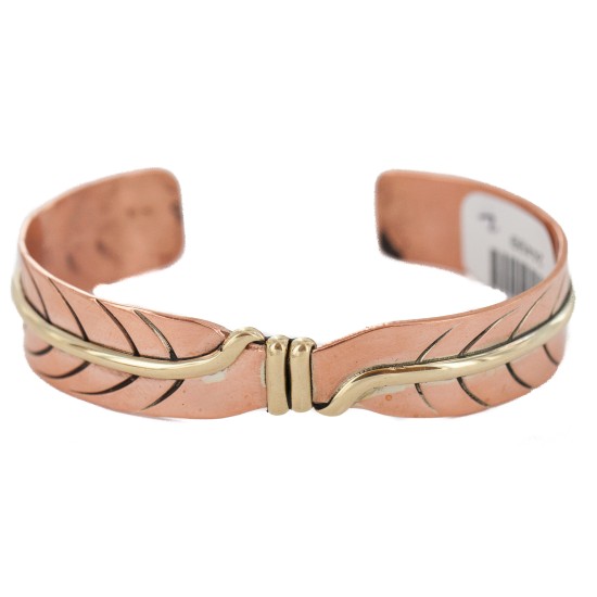 Certified Authentic Navajo Handmade Brass Native American Pure Copper Bracelet 24499-2