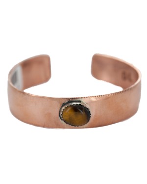 Certified Authentic Navajo Handmade Natural Tigers Eye Native American Pure Copper Bracelet 24494-1 Certified Authentic Navajo Handmade Natural Tigers Eye Native American Pure Copper Bracelet 24494-1