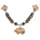 Carved Fetish Bear .925 Sterling Silver Certified Authentic Navajo Natural White Green and Red Jasper Hematite Native American Necklace 750209-7