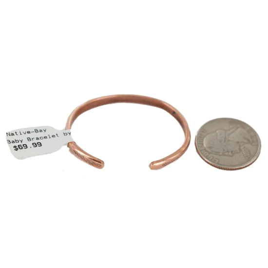 Navajo Feather Handmade Pure Copper Native American Baby Bracelet 13146-4 Navajo Feather Handmade Pure Copper Native American Baby Bracelet 13146-4