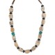 .925 Sterling Silver Certified Authentic Navajo Natural Turquoise Jasper Black Onyx Native American Necklace 750209-5