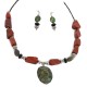 .925 Sterling Silver Hooks Certified Authentic Navajo Natural Turquoise Red Jasper Black Onyx Native American Set 750208-2-18251-3