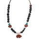 Carved Fetish Bear .925 Sterling Silver Certified Authentic Navajo Natural Turquoise Goldstone Agate Native American Necklace 750207-3