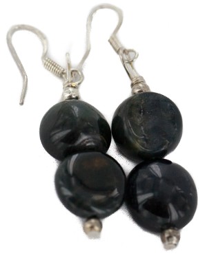 Navajo .925 Sterling Silver Hooks Certified Authentic Natural Agate Native American Dangle Earrings 18251-2