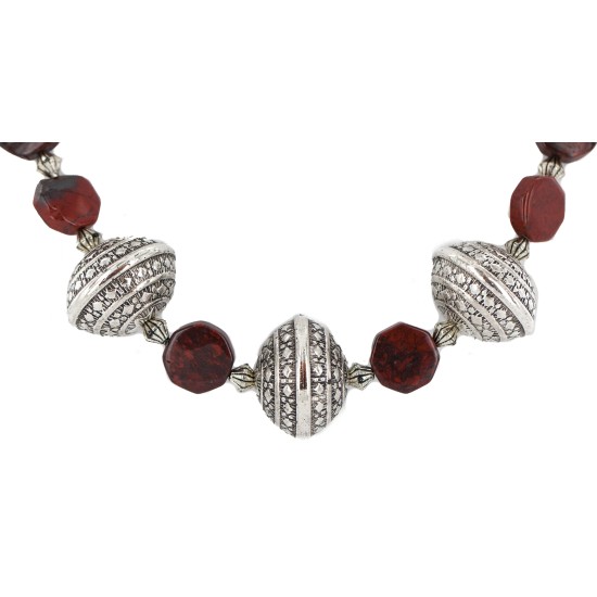 Certified Authentic Navajo Natural Red Jasper Native American Necklace 750213-5
