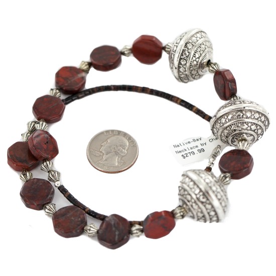 Certified Authentic Navajo Natural Red Jasper Native American Necklace 750213-5