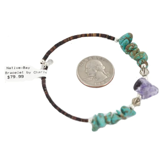 Navajo Natural Heishi Amethyst Native American Adjustable Wrap Bracelet 13151-35 Navajo Natural Heishi Amethyst Native American Adjustable Wrap Bracelet 13151-35