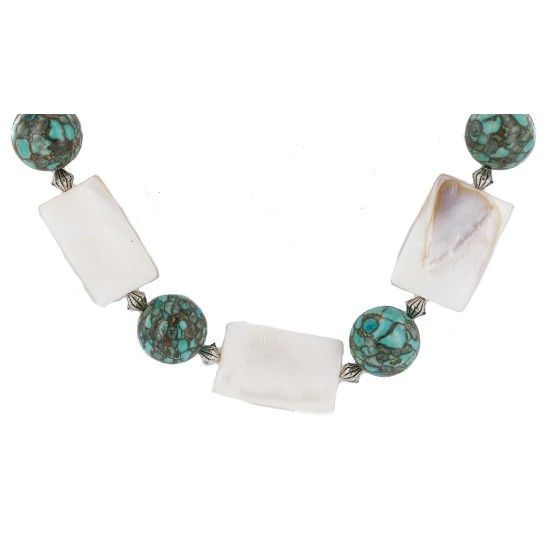 .925 Sterling Silver Certified Authentic Navajo Natural Mother of Pearl Native American Necklace 750213 .925 Sterling Silver Certified Authentic Navajo Natural Mother of Pearl Native American Necklace 750213