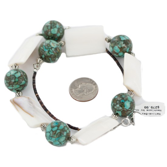 .925 Sterling Silver Certified Authentic Navajo Natural Mother of Pearl Native American Necklace 750213 .925 Sterling Silver Certified Authentic Navajo Natural Mother of Pearl Native American Necklace 750213