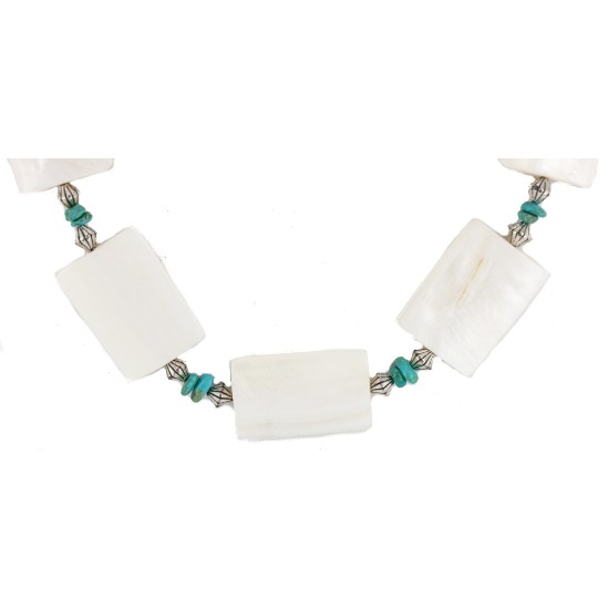 .925 Sterling Silver Certified Authentic Navajo Natural Turquoise Mother of Pearl Native American Necklace 750213-1 .925 Sterling Silver Certified Authentic Navajo Natural Turquoise Mother of Pearl Native American Necklace 750213-1
