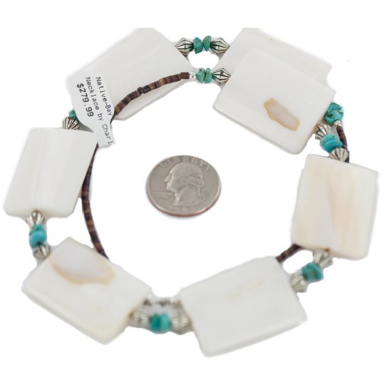 .925 Sterling Silver Certified Authentic Navajo Natural Turquoise Mother of Pearl Native American Necklace 750213-1 .925 Sterling Silver Certified Authentic Navajo Natural Turquoise Mother of Pearl Native American Necklace 750213-1