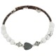 Navajo Certified Authentic Heart Natural Hematite Heishi White Howlite Native American Adjustable Wrap Bracelet 13151-40