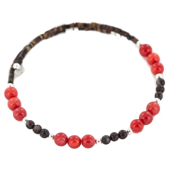 Navajo Natural Heishi Agate Coral Native American Adjustable Wrap Bracelet 13151-37 Navajo Natural Heishi Agate Coral Native American Adjustable Wrap Bracelet 13151-37