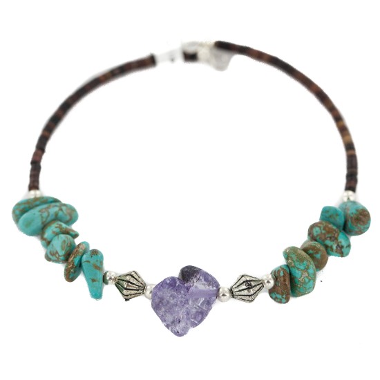 Navajo Certified Authentic Natural Heishi Amethyst Native American Adjustable Wrap Bracelet 13151-35 Navajo Certified Authentic Natural Heishi Amethyst Native American Adjustable Wrap Bracelet 13151-35