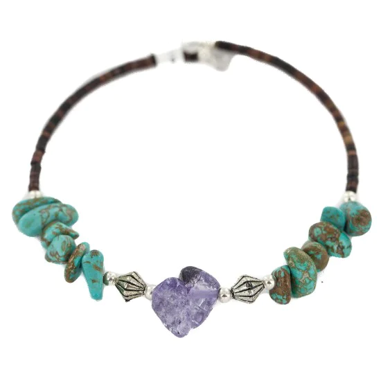 Navajo Natural Heishi Amethyst Native American Adjustable Wrap Bracelet 13151-35 Navajo Natural Heishi Amethyst Native American Adjustable Wrap Bracelet 13151-35