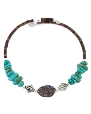 Navajo Certified Authentic Natural Lapis Heishi Native American Adjustable Wrap Bracelet 13151-23
