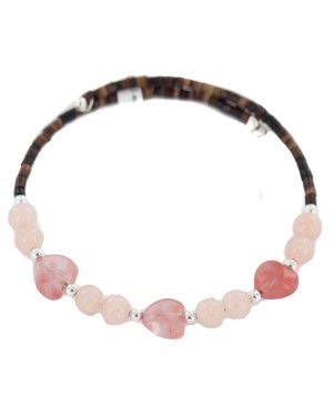 Navajo Certified Authentic Natural Pink Quartz Heishi Native American Adjustable Wrap Bracelet 13151-18