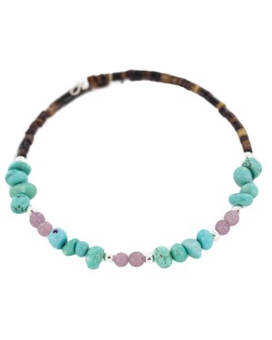 Navajo Certified Authentic Natural Pink Quartz Heishi Native American Adjustable Wrap Bracelet 13151-25