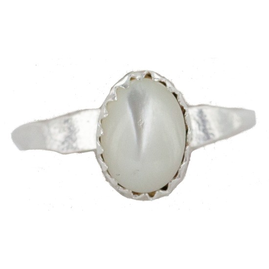.925 Sterling Silver Navajo Certified Authentic Handmade Mother of Pearl Native American Ring Size 5 1/2 24501-5
