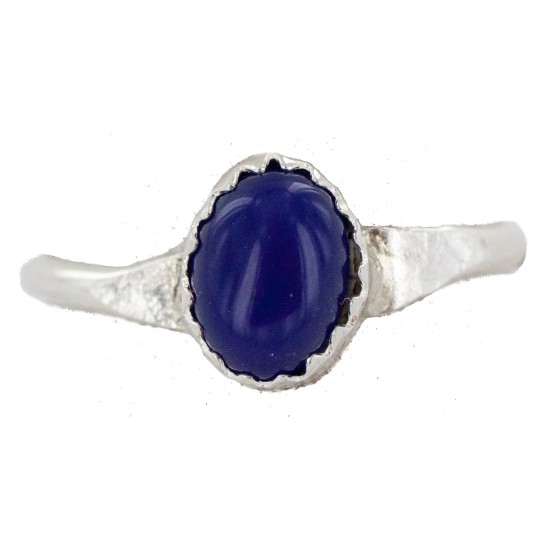 .925 Sterling Silver Navajo Certified Authentic Handmade Natural Lapis Lazuli Native American Ring Size 6 1/2 24502-1
