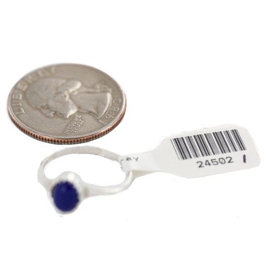 .925 Sterling Silver Navajo Certified Authentic Handmade Natural Lapis Lazuli Native American Ring Size 6 1/2 24502-1