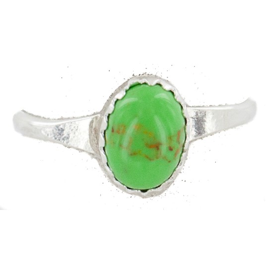 .925 Sterling Silver Navajo Certified Authentic Handmade Natural Gaspeite Native American Ring Size 5 1/2 24500-6