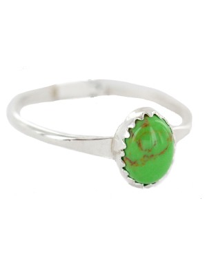 .925 Sterling Silver Navajo Certified Authentic Handmade Natural Gaspeite Native American Ring Size 3 1/2 24500-2