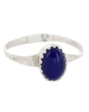 .925 Sterling Silver Navajo Certified Authentic Handmade Natural Lapis Lazuli Native American Ring Size 6 1/2 24502-1