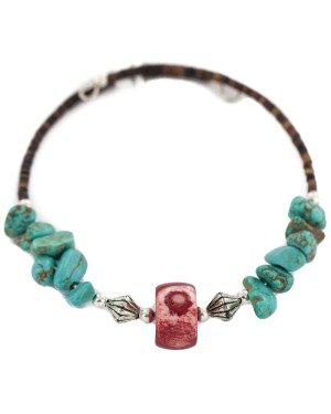 Certified Authentic Navajo Coral Heishi Native American Adjustable Wrap Bracelet 13151-12 Certified Authentic Navajo Coral Heishi Native American Adjustable Wrap Bracelet 13151-12